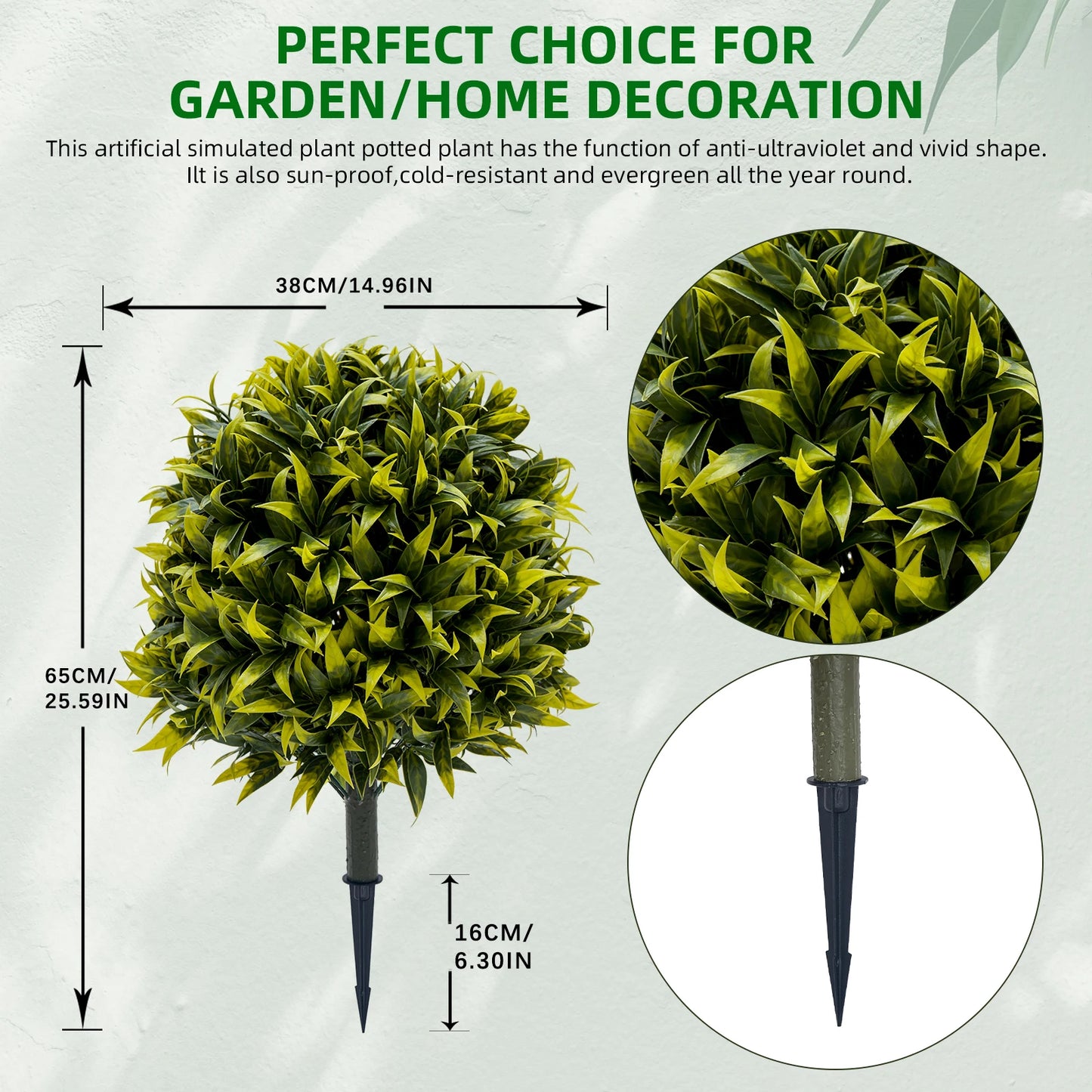 65cm Artificial Topiary Ball Tree with Ground Spike