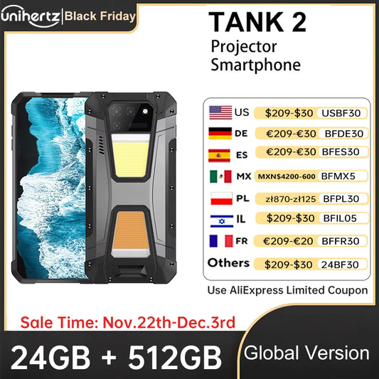 Unihertz 8849 tank 2 waterproof projector smartphone