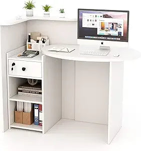 Reception Desk, 54" Large Retail Checkout Counter with Lockable Drawer