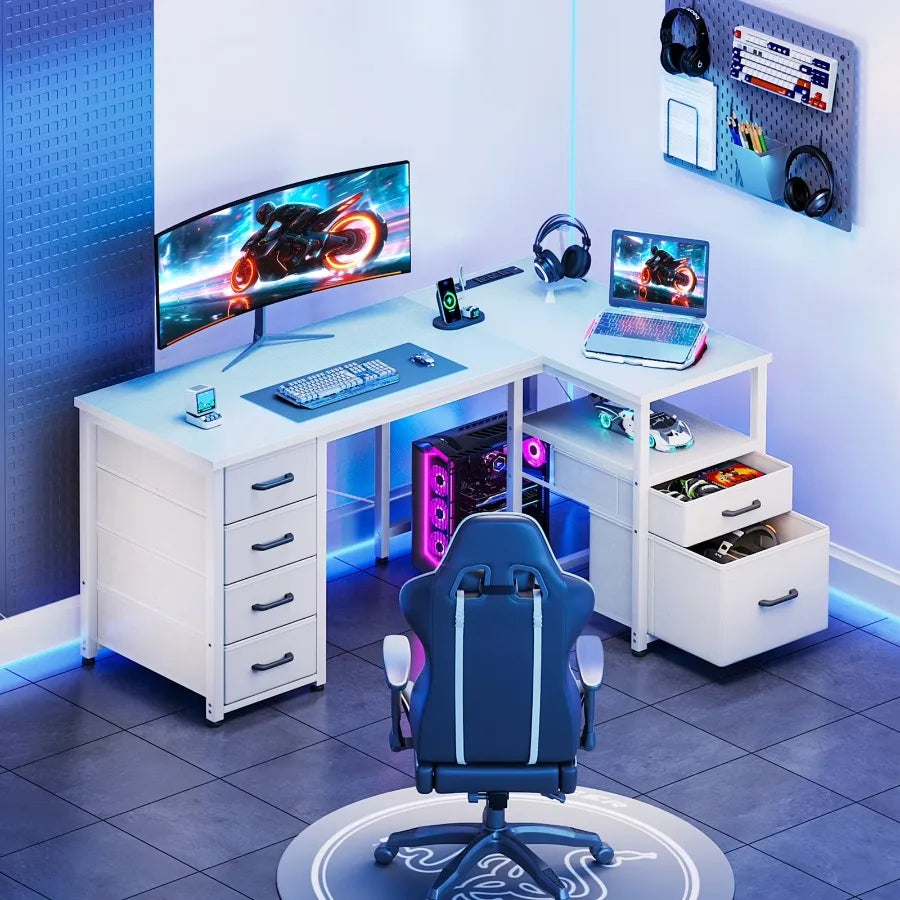 Casacomoda 55 inch Computer Desk with 5 Drawers and File Cabinet