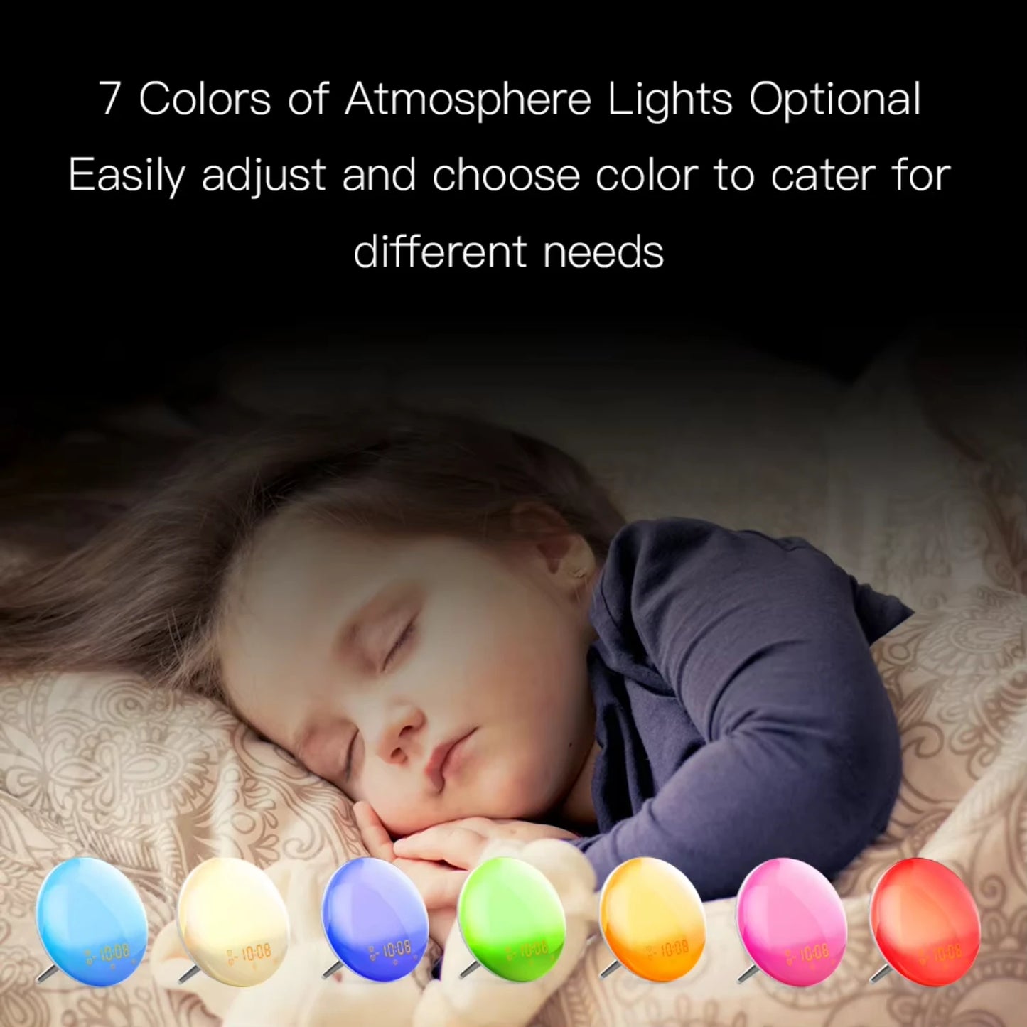 WiFi Smart Wake Light Workday Alarm Clock with 7 Colors