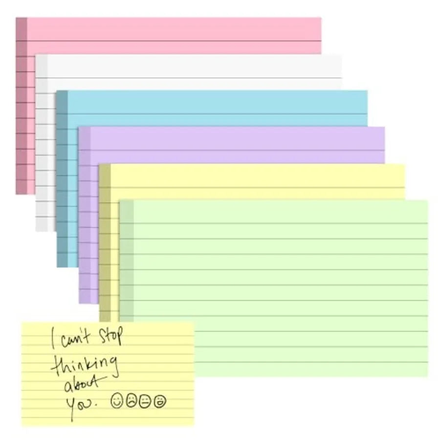 300 Count 3x5 Inch Colored Ruled Index Cards with Ruled Lines