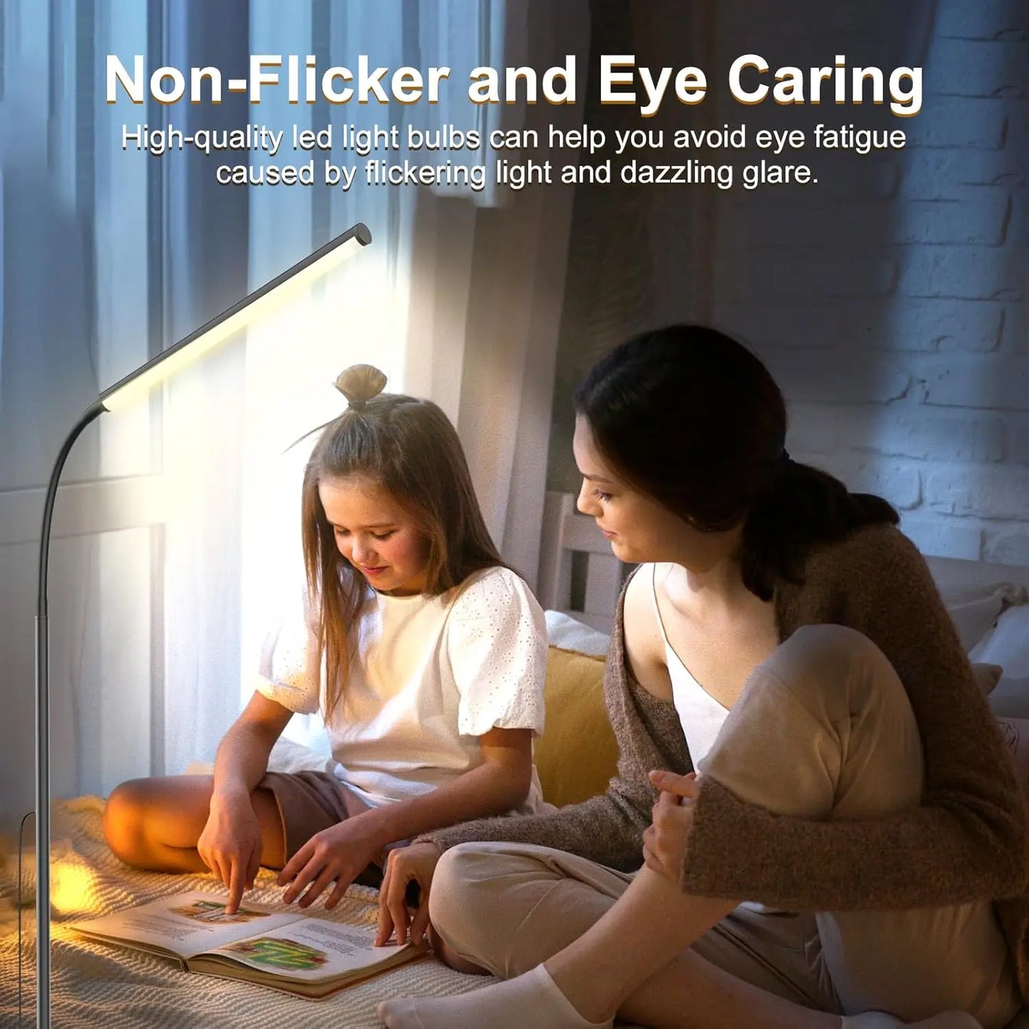 Touch Control Adjustable LED Floor Lamp with Stepless Dimming