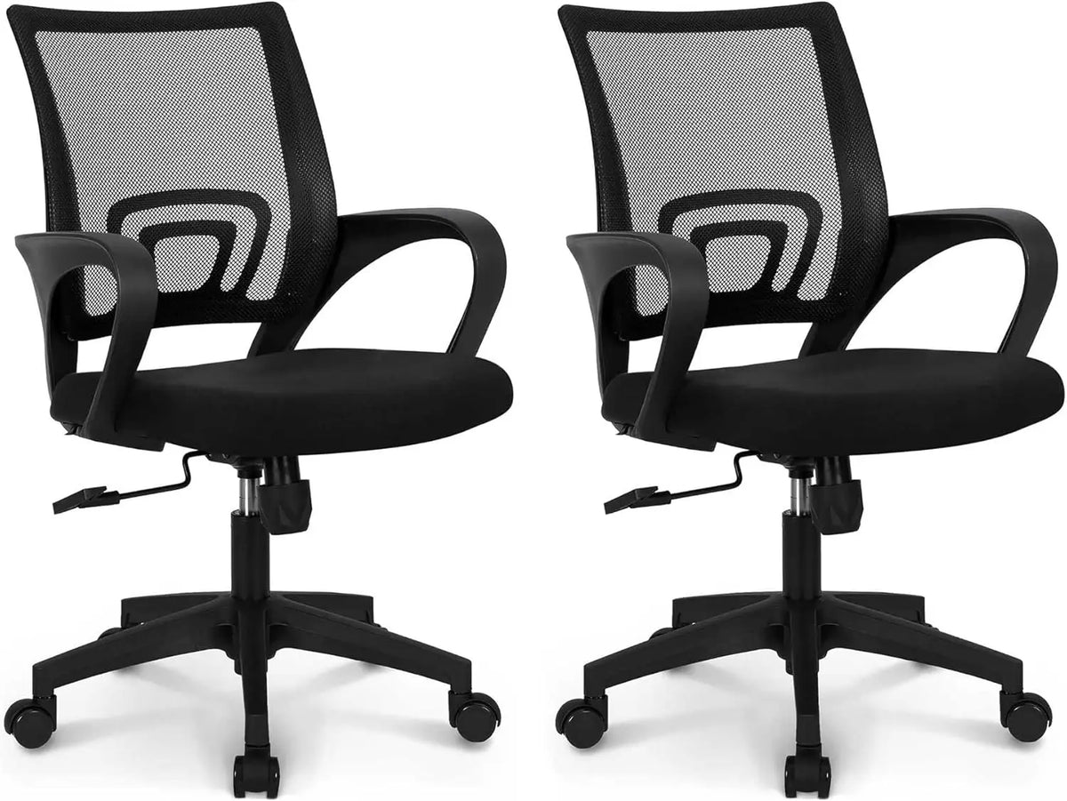 Black Mesh Gaming Office Chair Mid Back Lumbar Support Adjustable Height