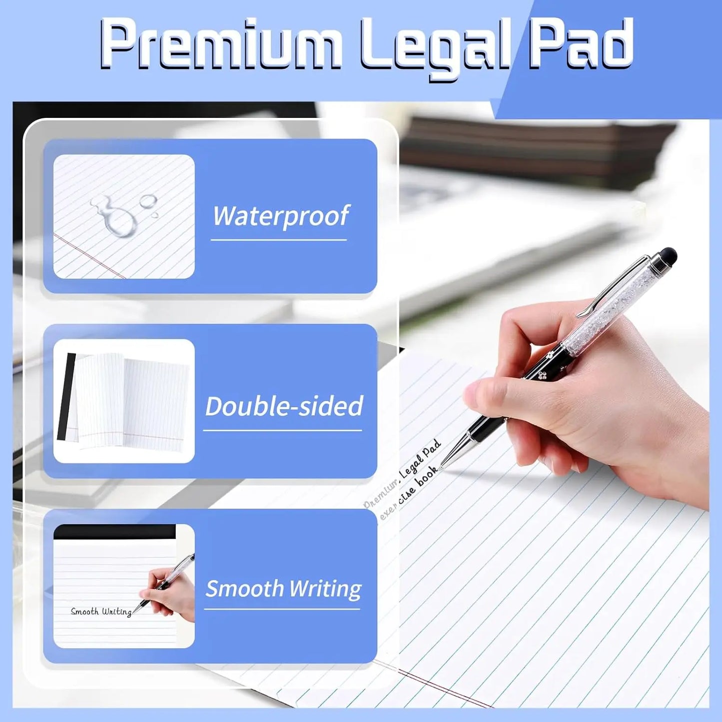 3-Pack Legal Pads, 8.5x11 Inches, Lined Writing Paper
