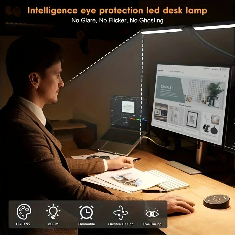 LED Desk Lamp for Home Office - 24 Watt, with 5-Color Stepless Dimmer