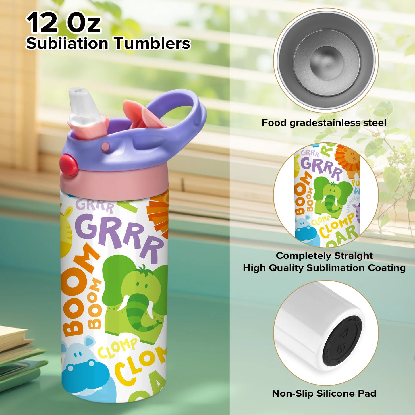 12/30 Pack 12oz Sublimation Kids Tumblers