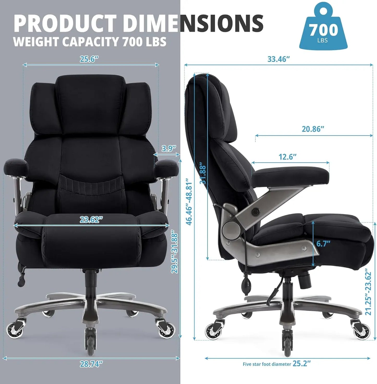 700lbs-High Back Executive Cloth Computer Chair