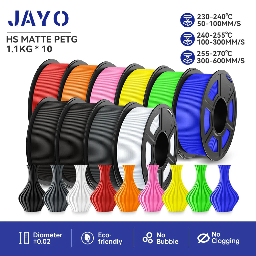 JAYO PETG/PLA PLUS/High Speed Matte PETG/PLA Filament 175mm 10 Rolls
