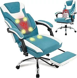 Massage Office Chair with Footrest,6-Point Vibration & Heat, 500LBS