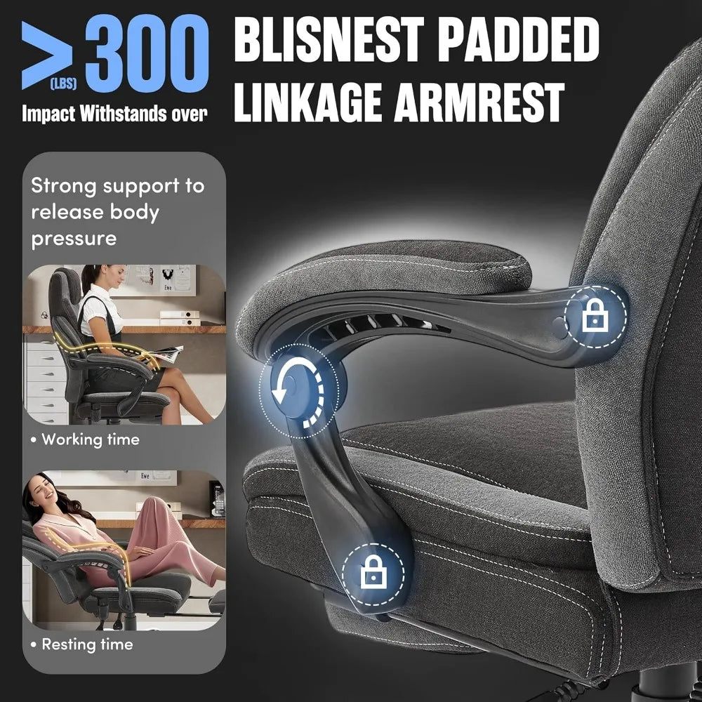 Massage Office Chair with Footrest,6-Point Vibration & Heat, 500LBS