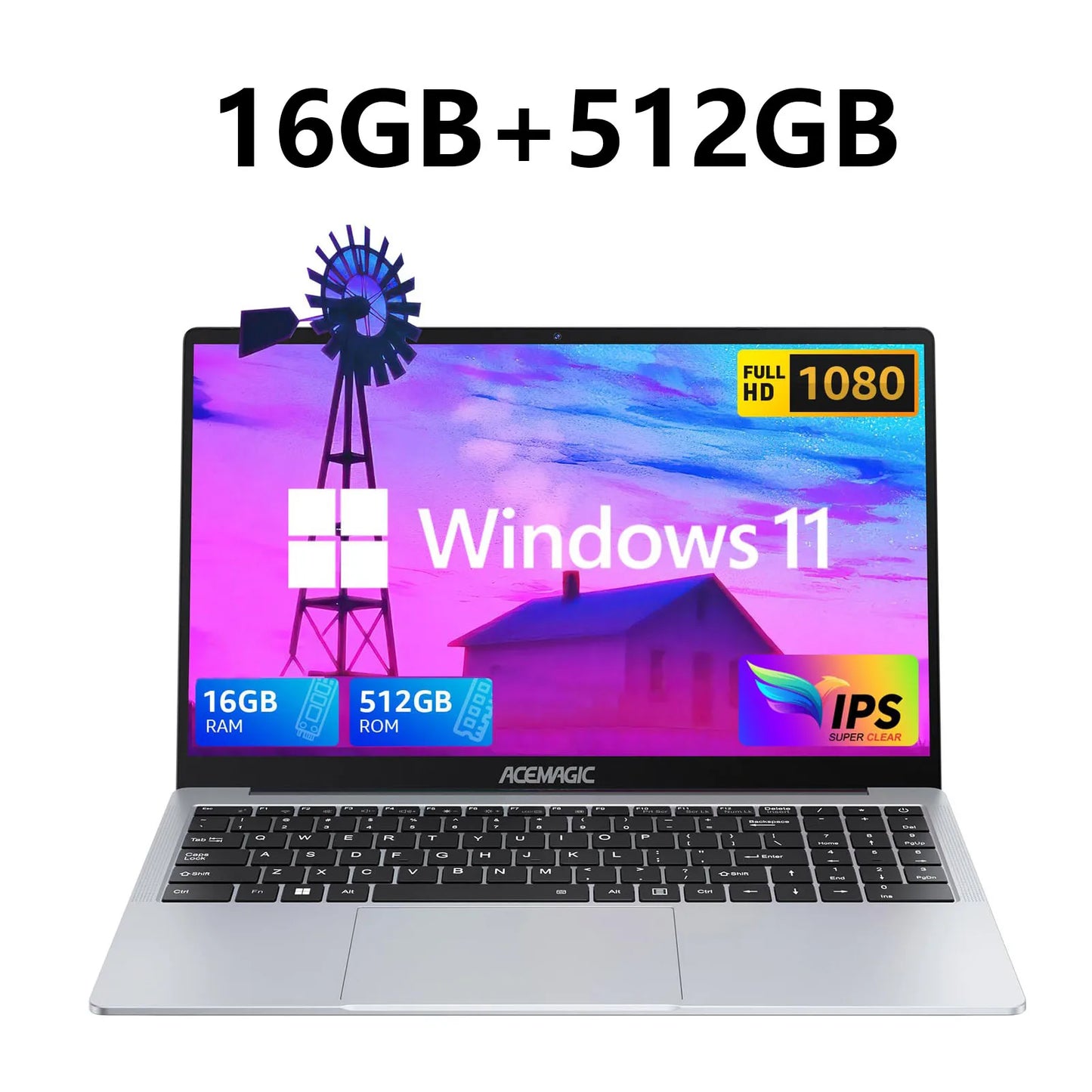 15.6" Ultra Slim Laptop 16GB RAM 512GB SSD Intel N97