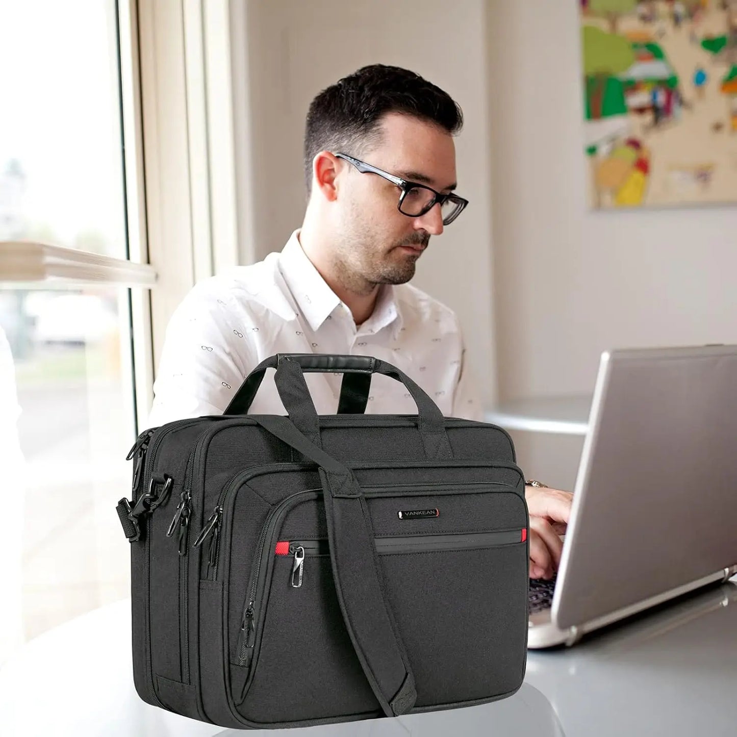 Expandable Laptop Briefcase for Men & Women, Fits 17.3' Laptop