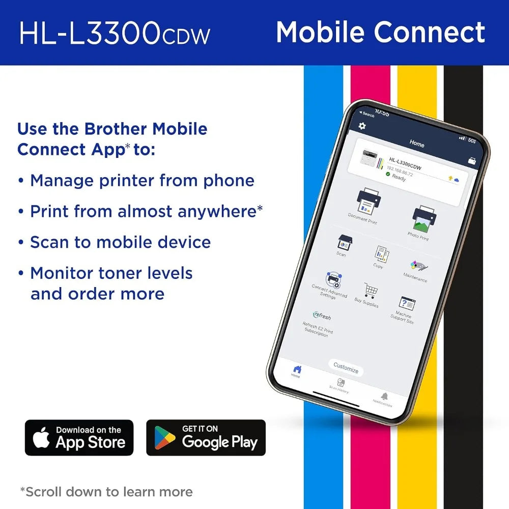 HL-L3300CDW Wireless Digital Color Multi-Function Printer with Laser Quality Output