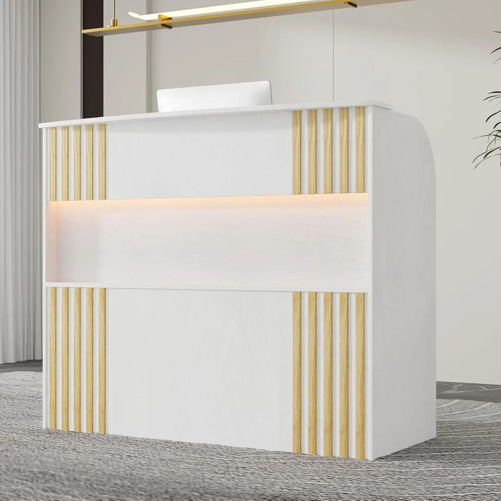 Modern Reception Desk with Storage Drawers, 39.4" H