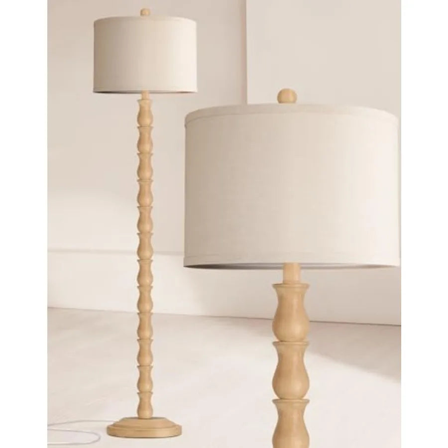 63.5" Rustic Floor Lamp with Rotary Switch and Linen Shade