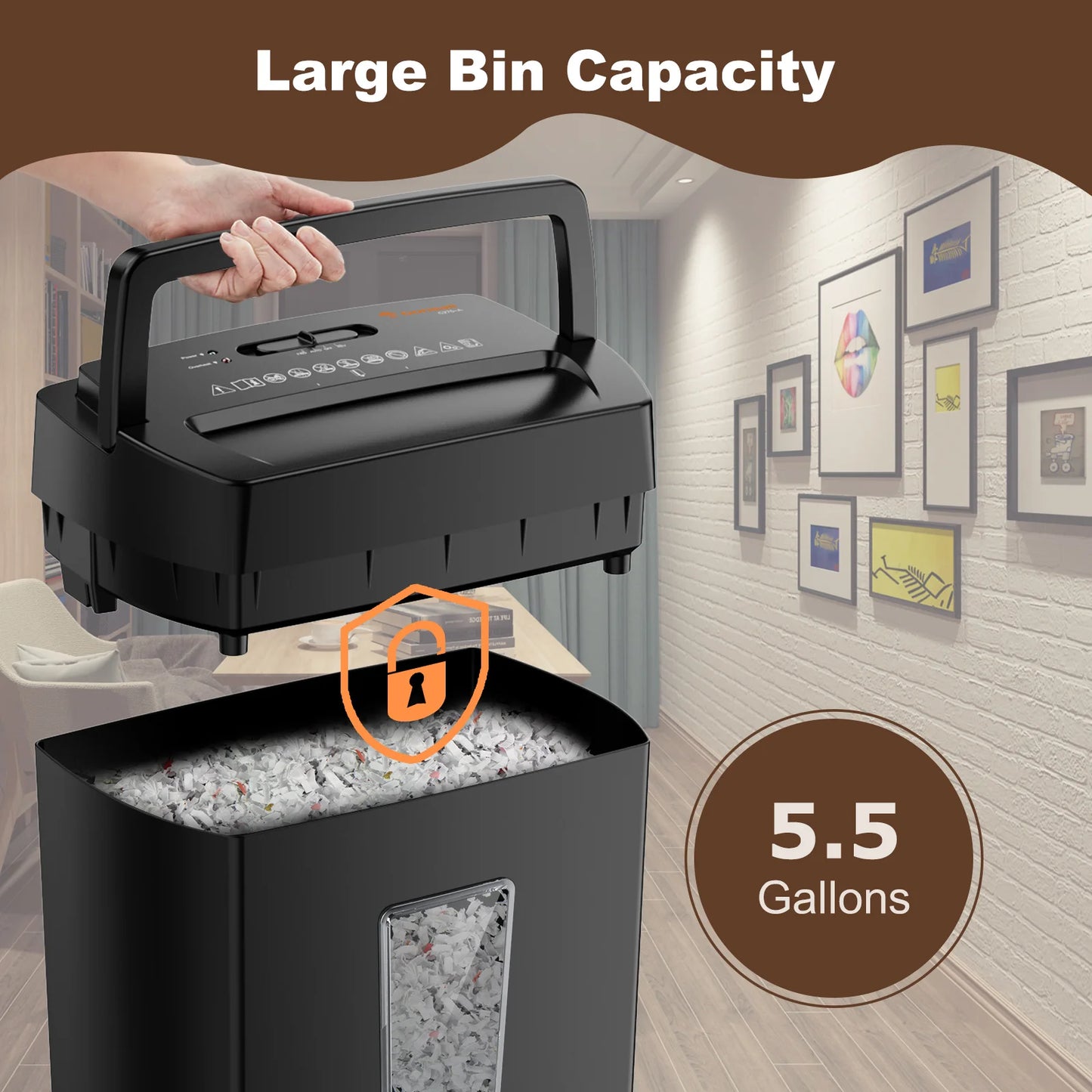 Bonsaii 12-Sheet Cross Cut Paper Shredder with 5.5 Gals Wastebasket