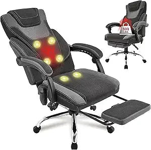 Massage Office Chair with Footrest,6-Point Vibration & Heat, 500LBS