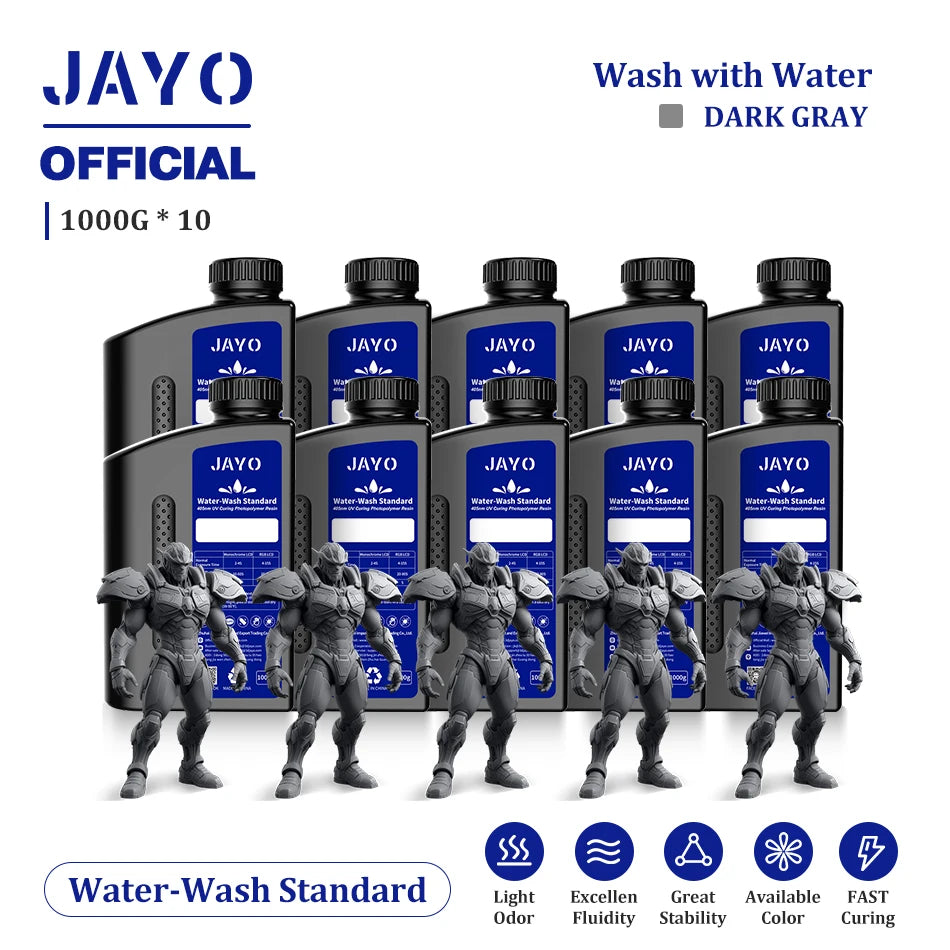 JAYO Water Wash  405nm UV Resin 10kg ABS Like 3D Printer Resin 405nm UV Standard Rapid Photopolymer Resin for LCD/DLP/SLA