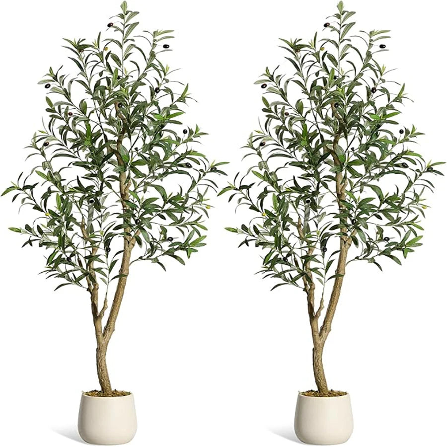 Olive Trees Artificial Indoor, 5-7ft Tall Faux Silk Plant