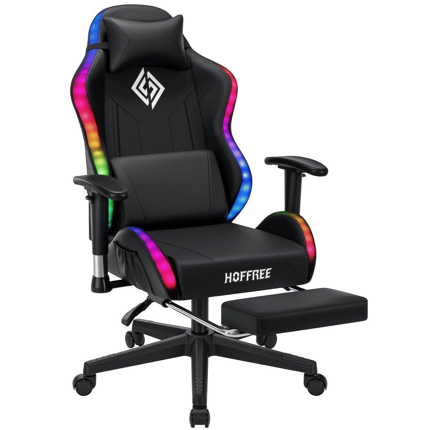 Adjustable Gamer Chair with LED Lighting, Footrest & Lumbar Support