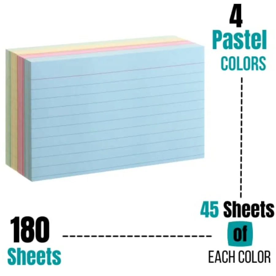 Pastel 3 x 5 180 Lined Index Cards