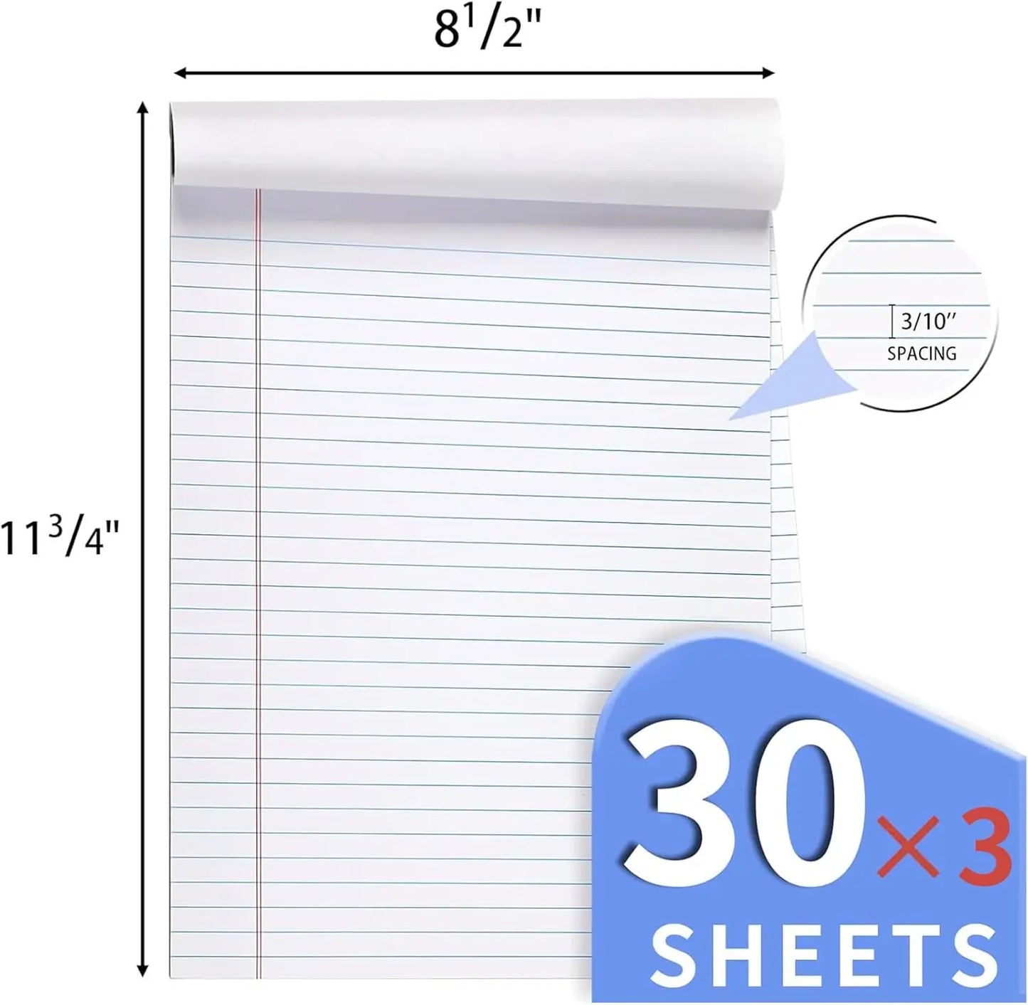 3-Pack Legal Pads, 8.5x11 Inches, Lined Writing Paper