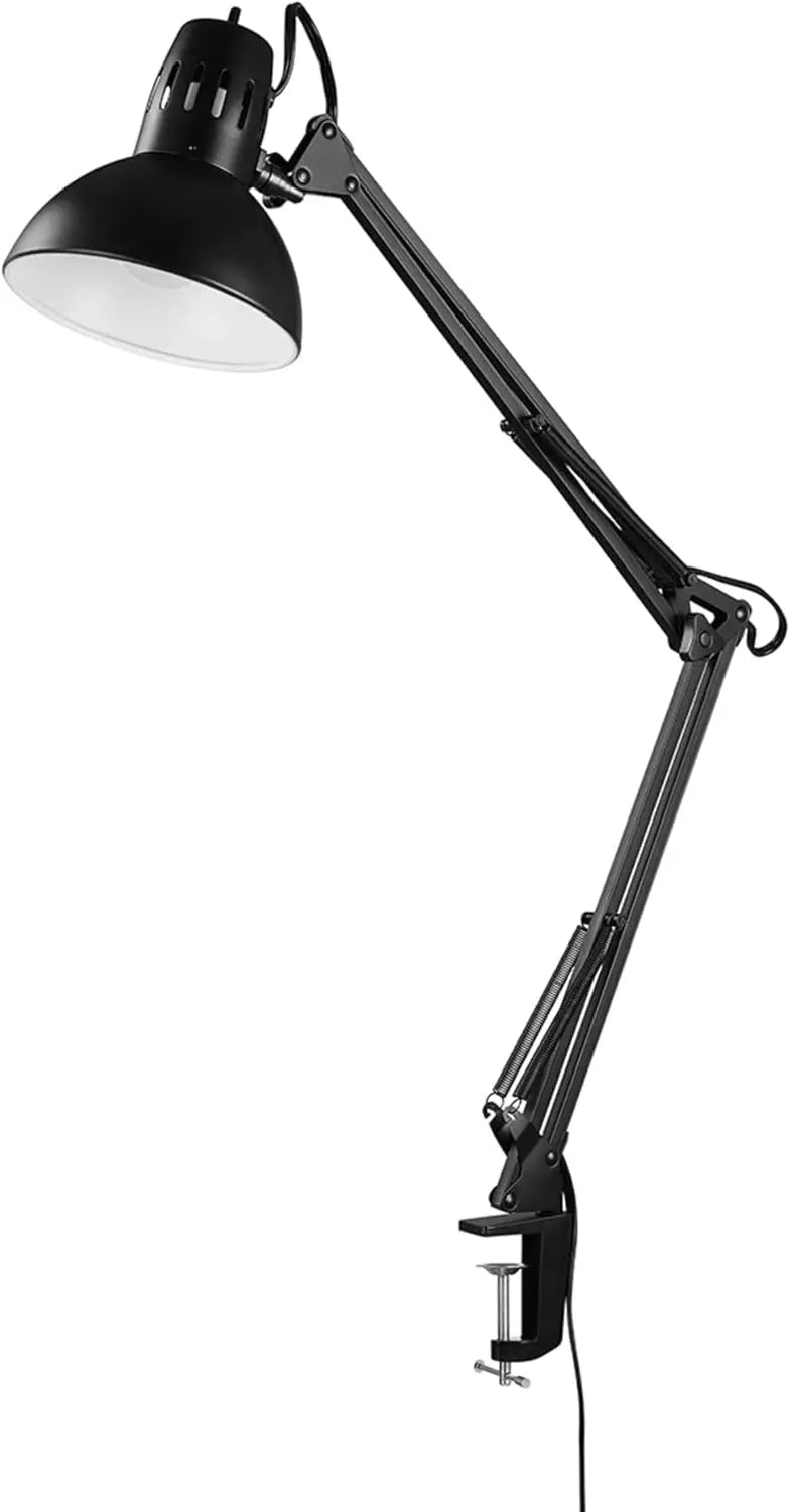 31.5" Adjustable Desk Lamp with Metal Clamp, Black, Swing Arm