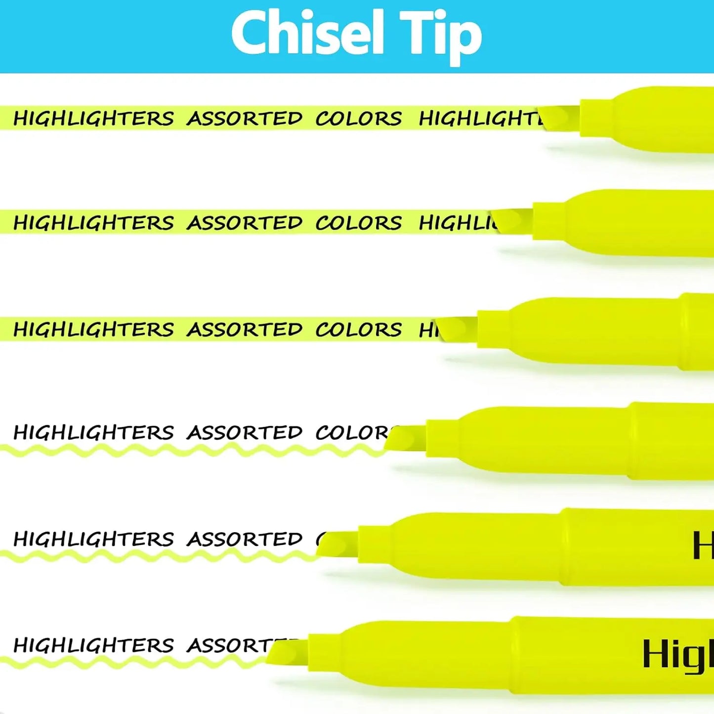 Quick-Dry No Bleed Highlighters Bulk - 30 Yellow Markers
