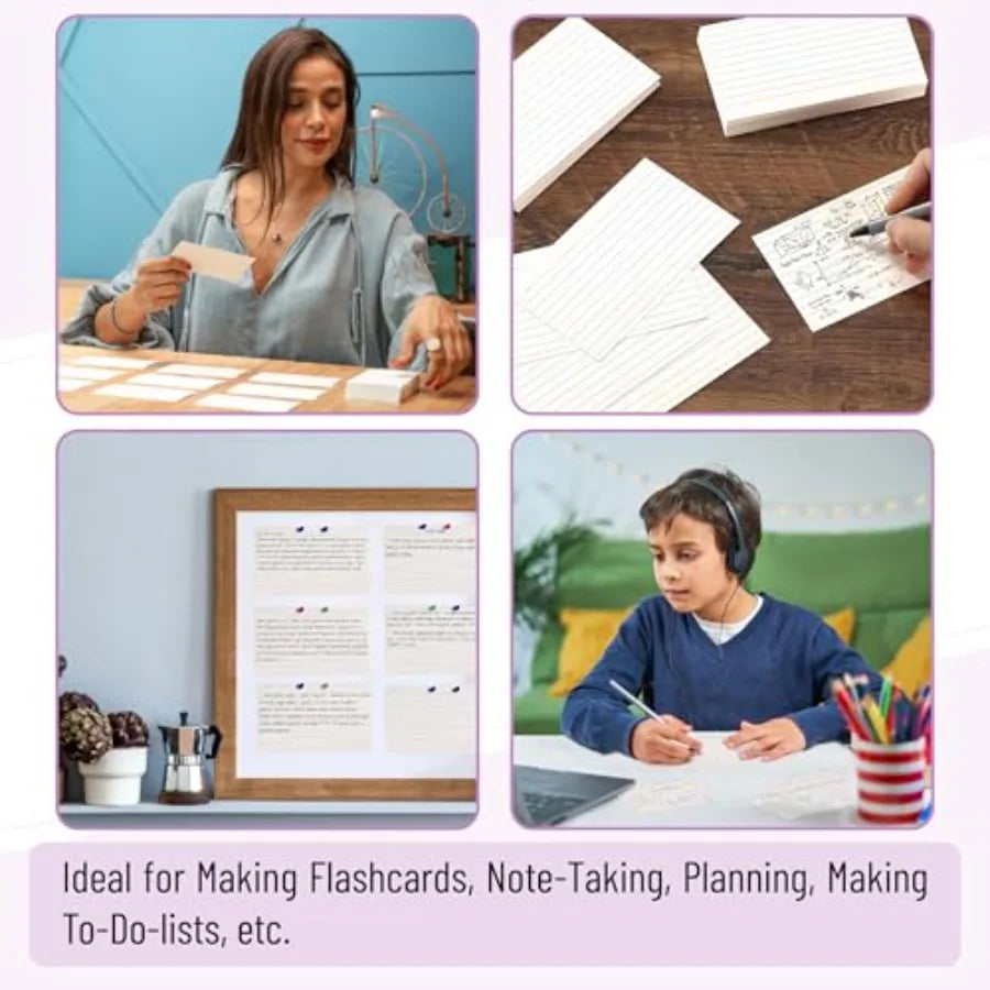 Lined Index Cards 3x5 100 Cards with Black Lines