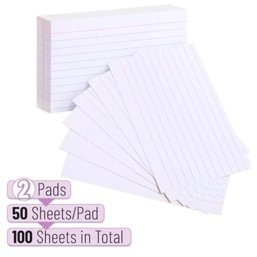 Lined Index Cards 3x5 100 Cards with Black Lines