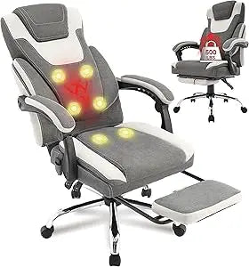 Massage Office Chair with Footrest,6-Point Vibration & Heat, 500LBS