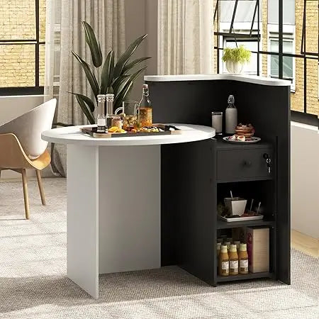 Reception Desk, 54" Large Retail Checkout Counter with Lockable Drawer