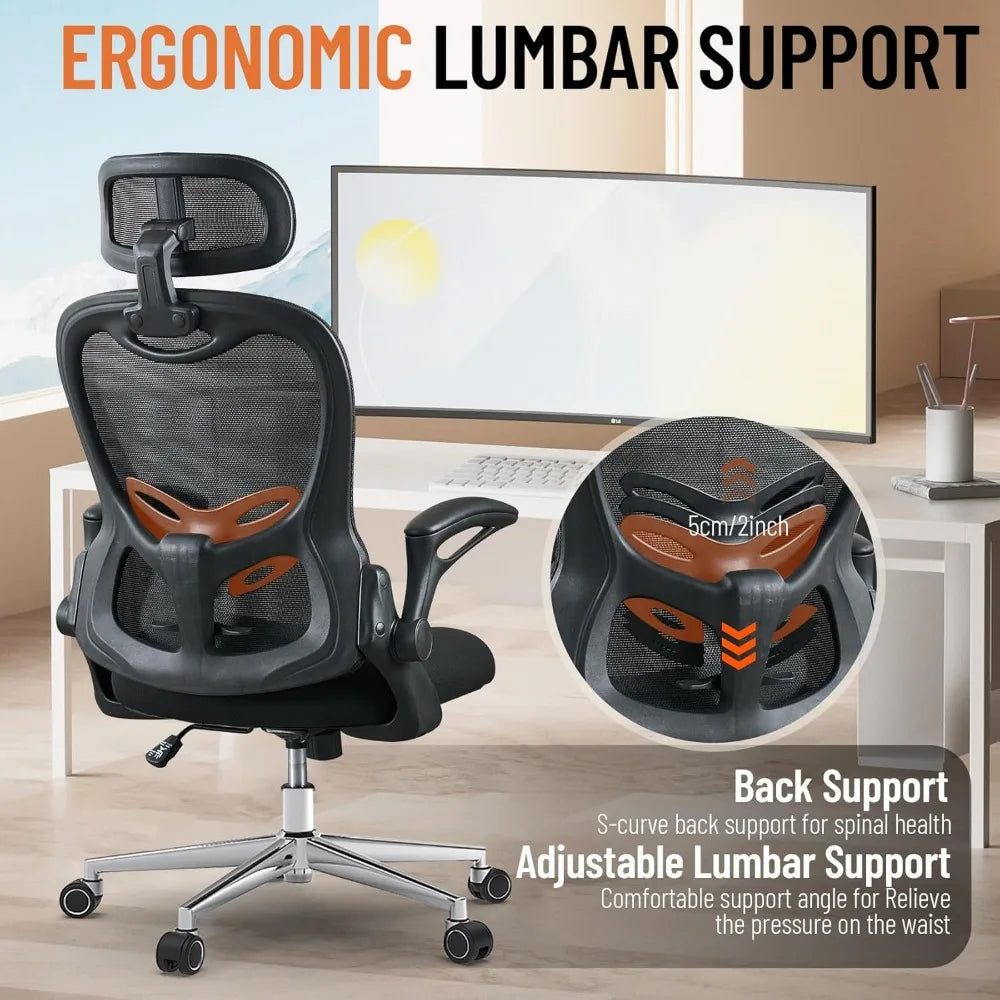 Office Chair, Adjustable High Back Lumbar Support