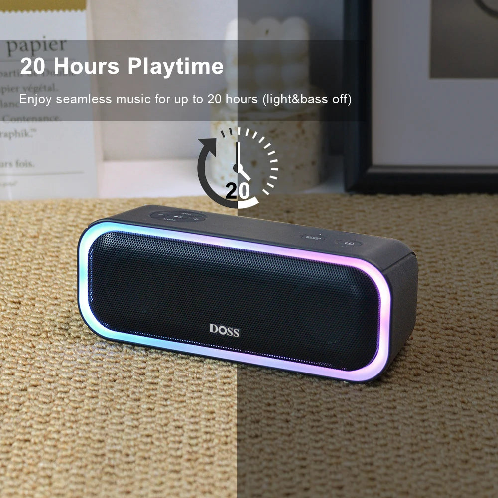 DOSS Bluetooth 5.0 Speaker Powerful 20W Stereo Sound Extra Bass Wireless