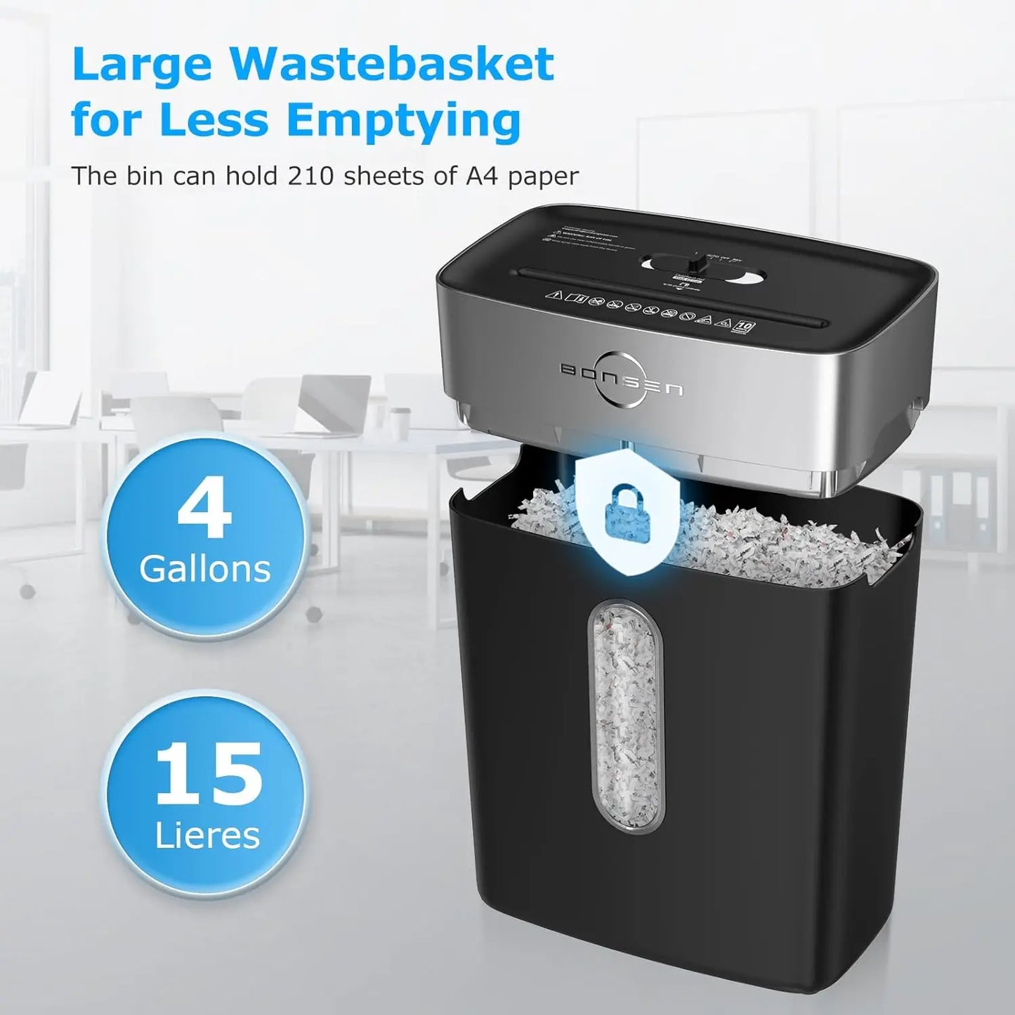BONSEN 10-Sheet Cross-Cut Home Office Shredder, Jam-Proof& 4 Gal Bin