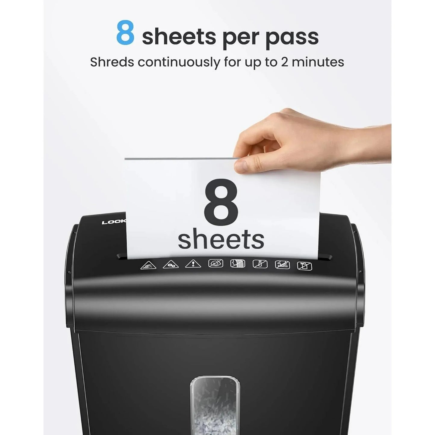 Deli 8-Sheet Micro Cut Paper Shredder. with Handle, 4 Gallons
