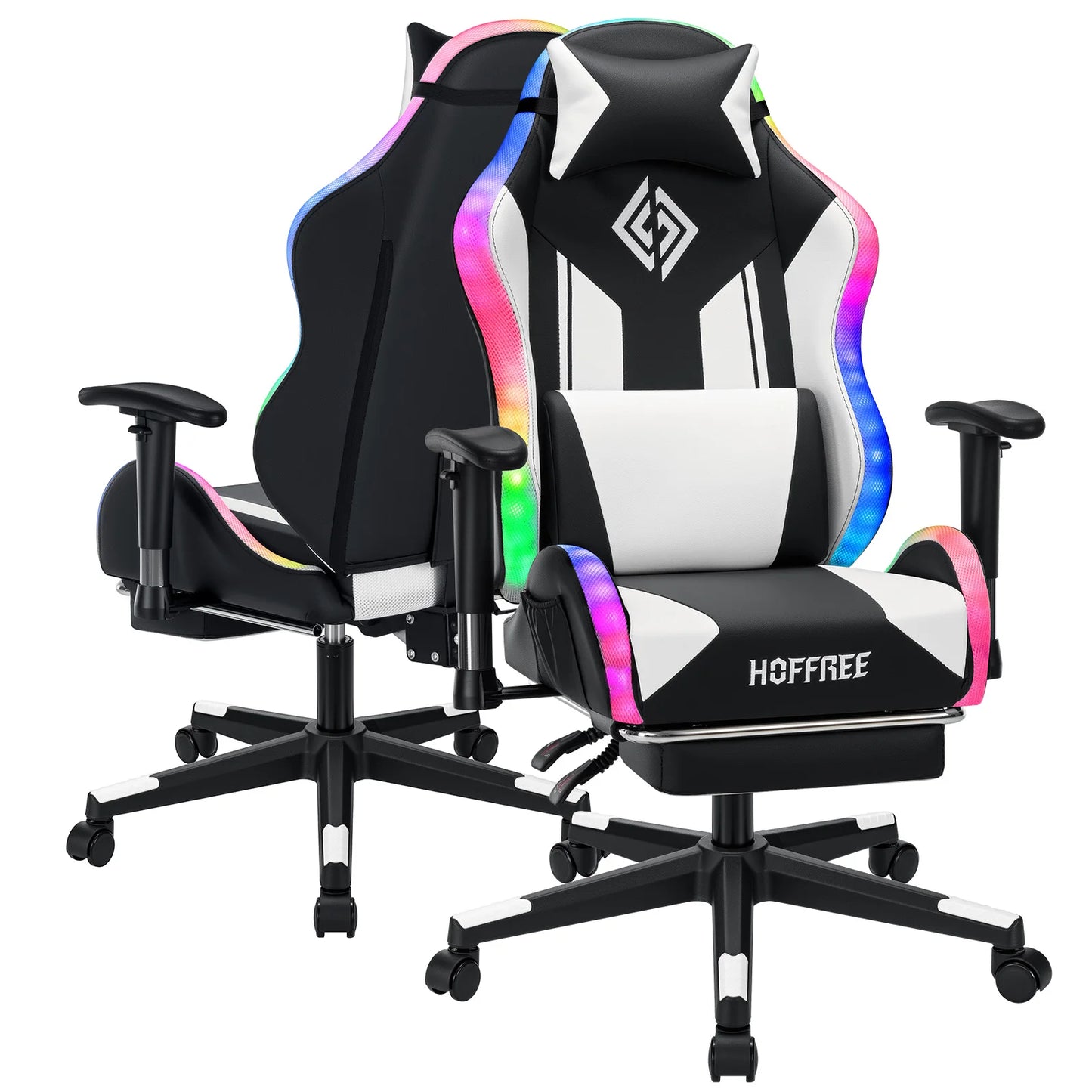 Adjustable Gamer Chair with LED Lighting, Footrest & Lumbar Support