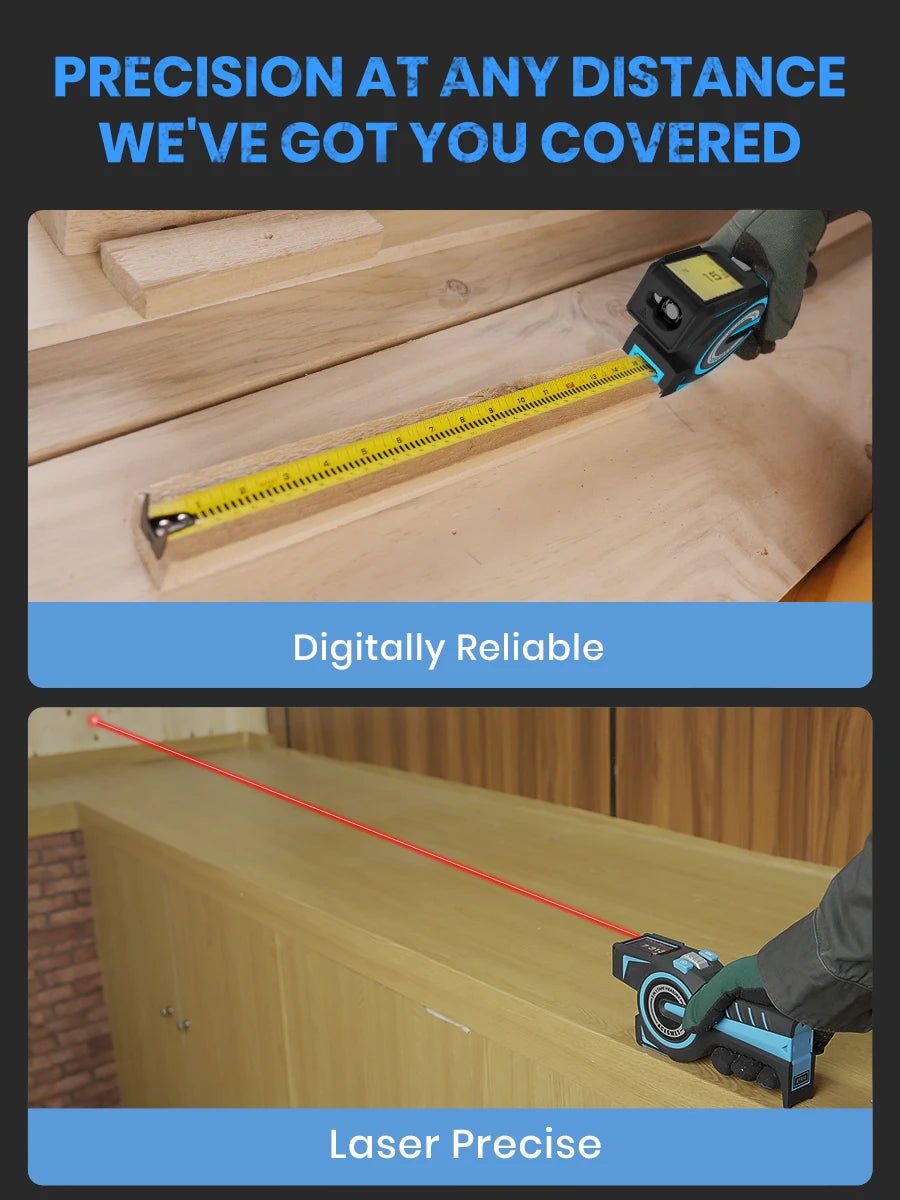 Laser Tape Measure 100M Professional Laser with Instant Digital Readout