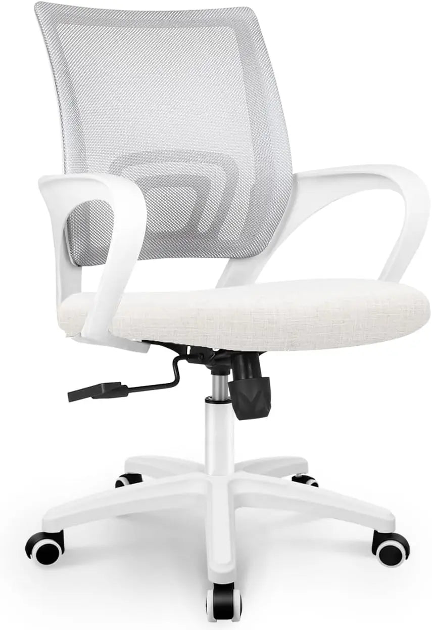 Black Mesh Gaming Office Chair Mid Back Lumbar Support Adjustable Height