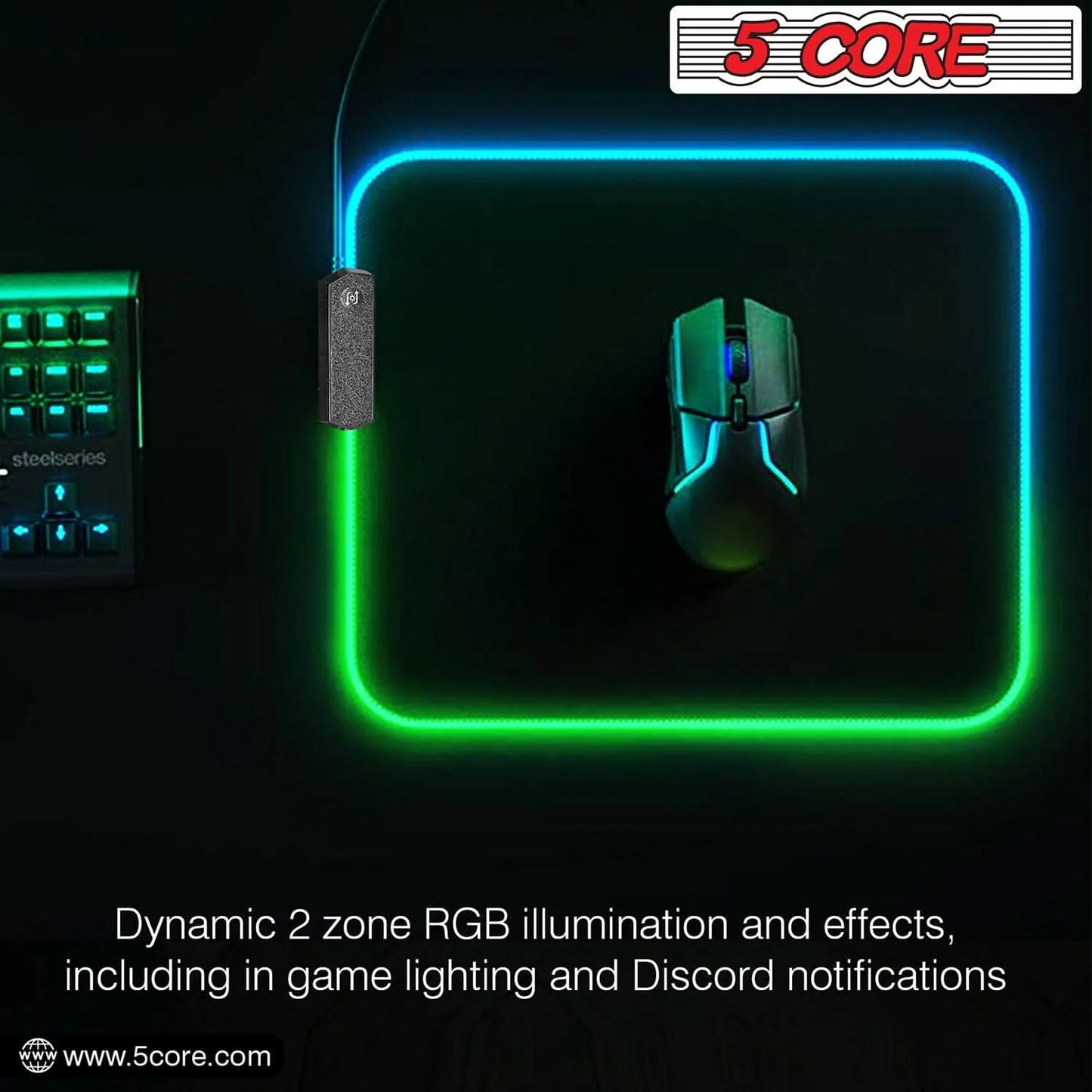 5 Core Gaming Mouse Pad RGB 12 Light Modes