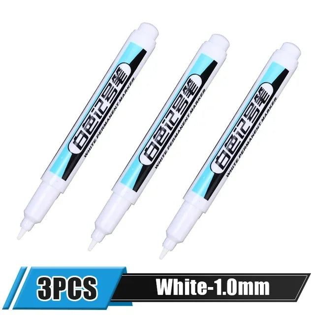 5/1Pcs Oily White Marker Pen Permanent, 0.7mm 1mm 2.5mm