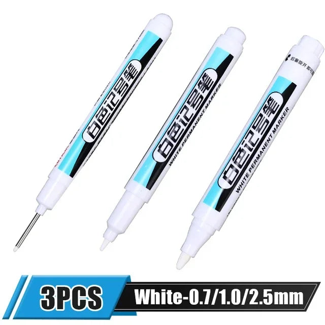 5/1Pcs Oily White Marker Pen Permanent, 0.7mm 1mm 2.5mm