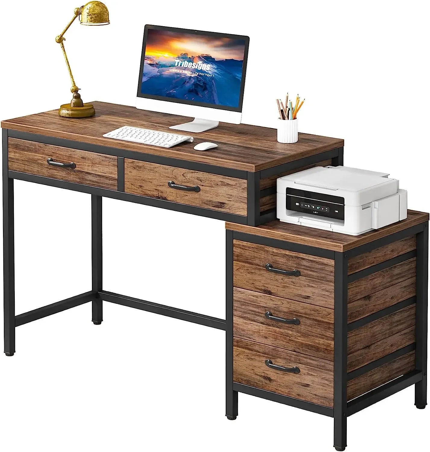 Tribesigns Computer Desk with 5 Drawers, Home Office Desks