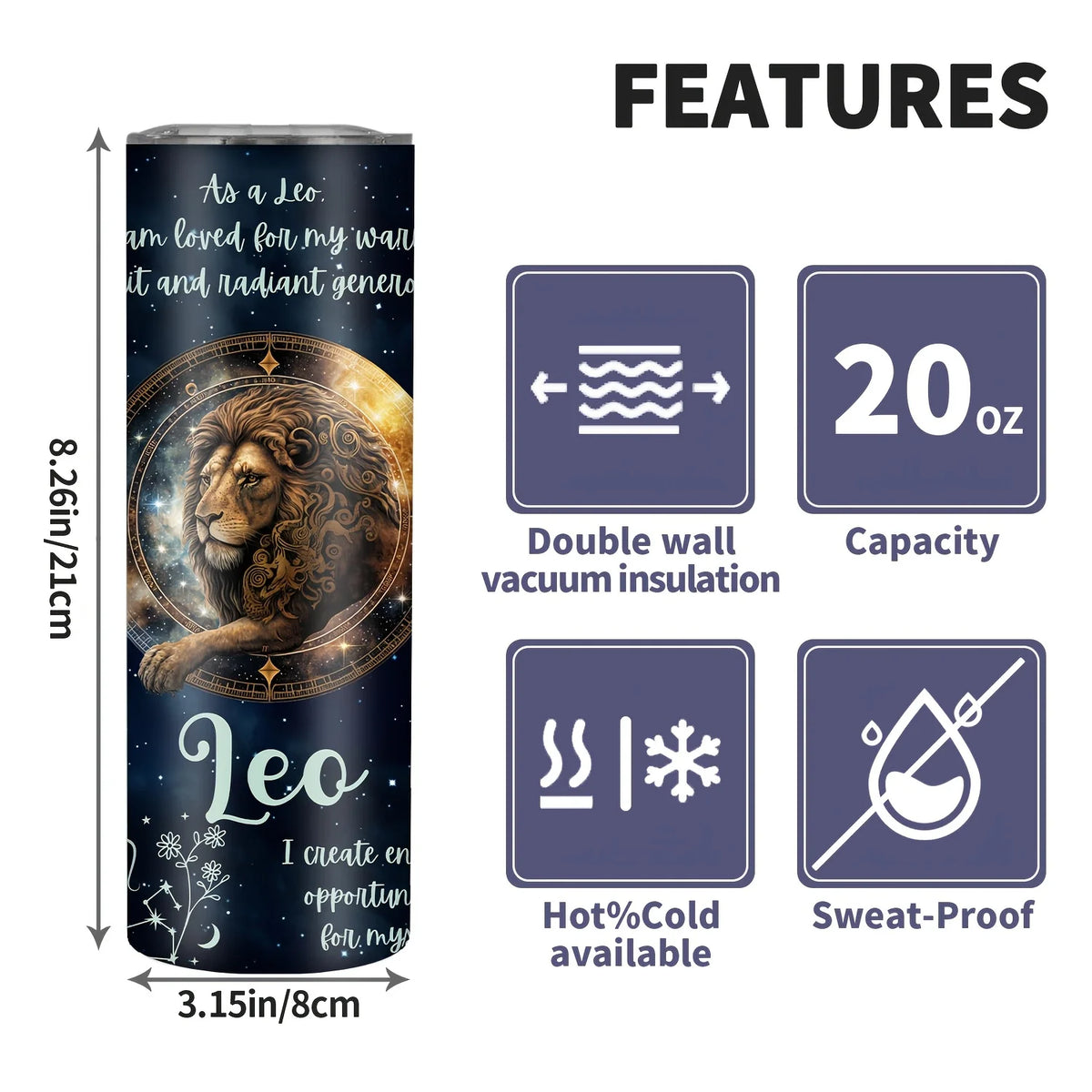 1pc, 20Oz/590Ml, Constellation Astrology Stainless Steel Insulated Tumbler