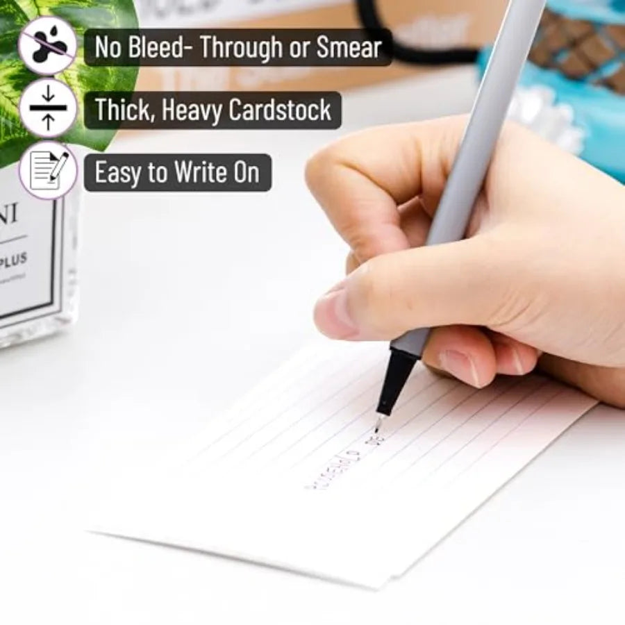 Lined Index Cards 3x5 100 Cards with Black Lines