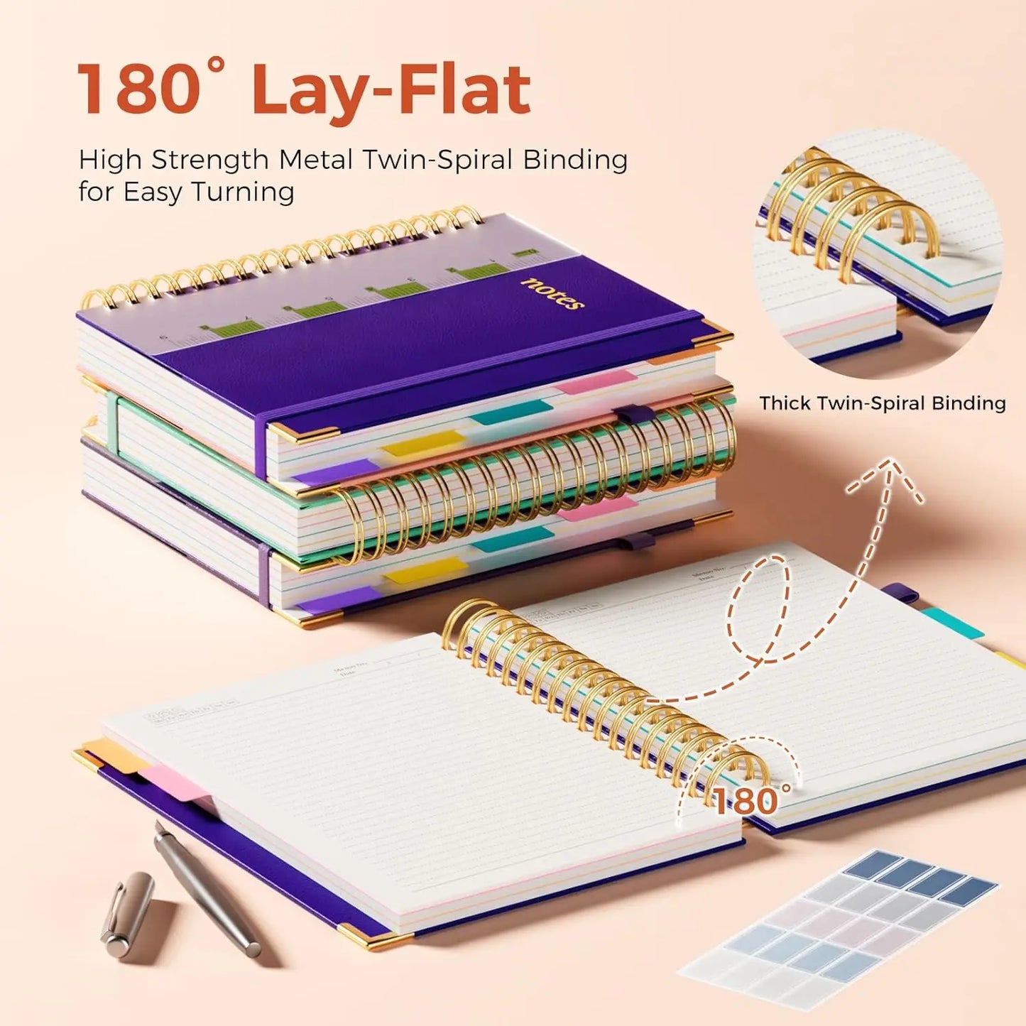 5-Subject Spiral Notebook with Dividers, 300 Pages, 8x10 B5 Size