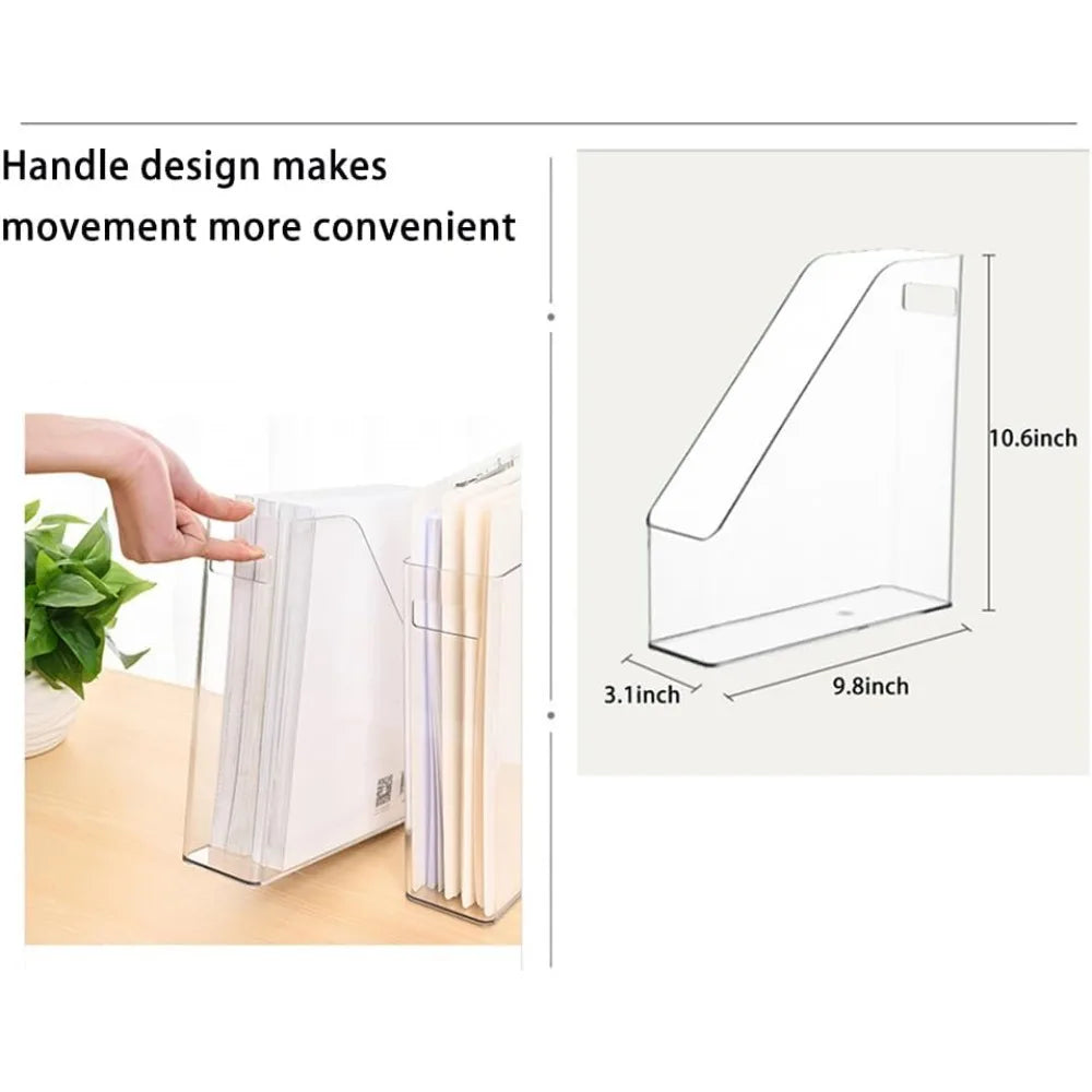4-Piece Clear Acrylic File and Magazine Storage Rack