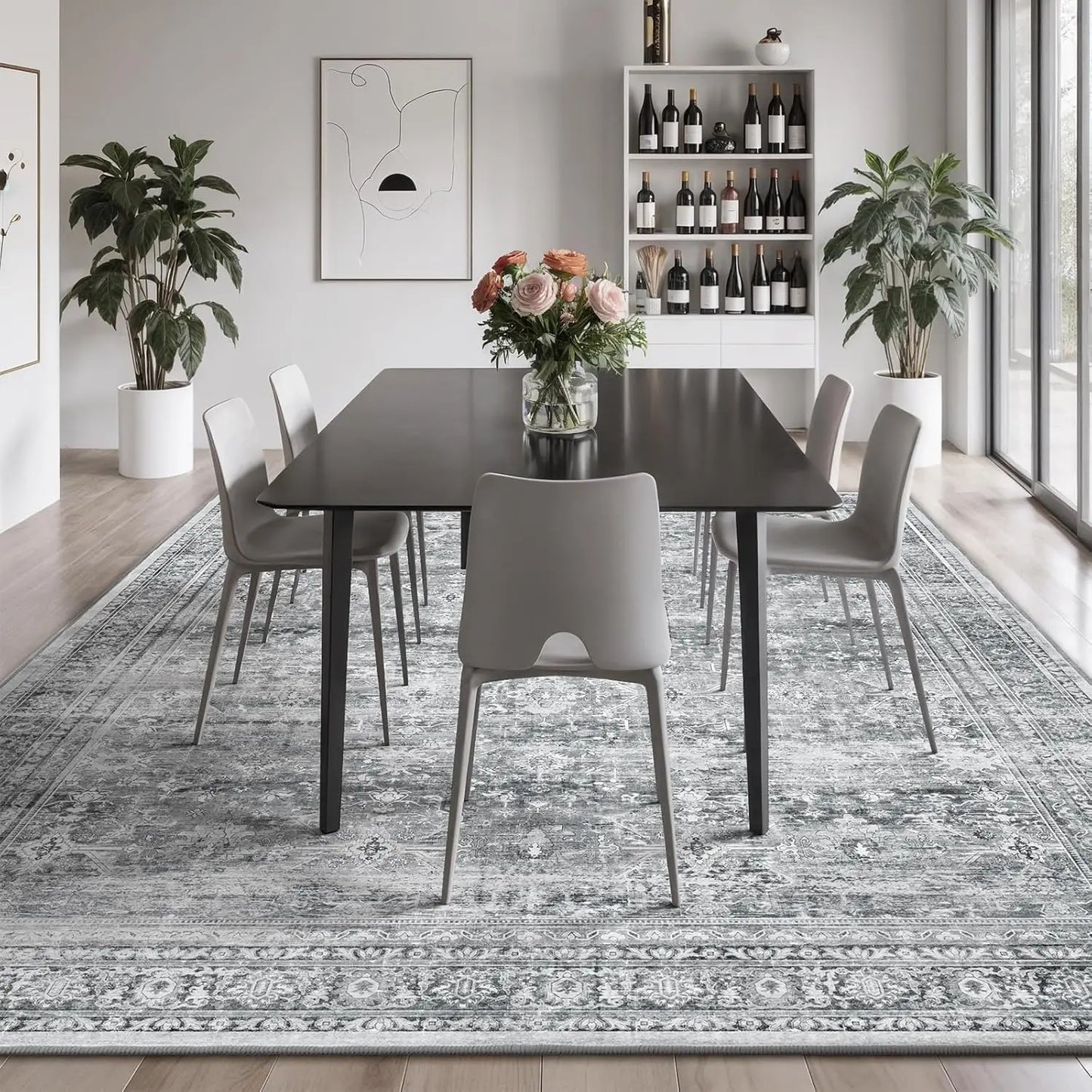 8x10 Washable Area Rug with Non-Slip Backing, for Living Room Office
