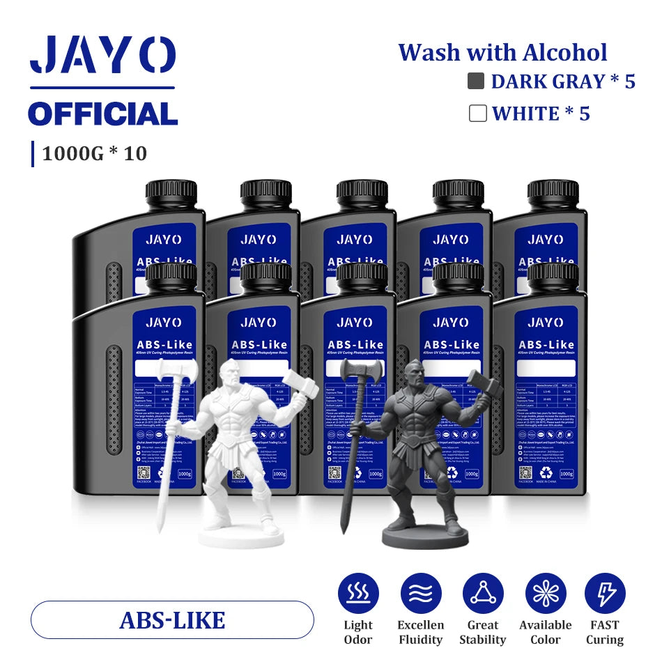 JAYO Standard/ABS-Like/PA-Like/High Temp/Though Resin 10KG 395-405nm for LCD/DLP 3D Printer